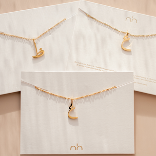 Nimah Arabic Letter Necklace With Ayn, Ghayn & Zaad Displayed With 18K Gold Plating