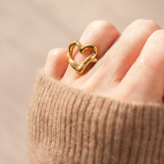 heart ring gold model wearing