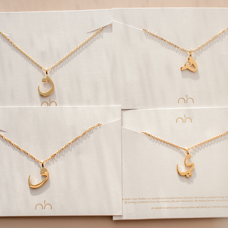 Nimah Arabic Letter Necklaces With Letters Noon, Haa, Waa, Yaa With 18K Gold Plating 