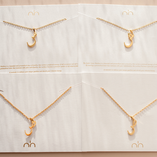 Nimah Arabic Letter Necklaces Showing Letters Seen, Sheen, Saad & Daad With 18K Gold Plating 