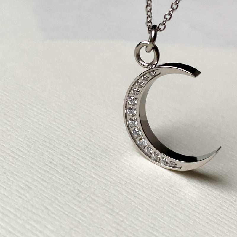 Moon Hilal Stone necklace silver