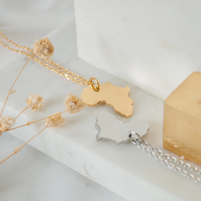 Africa map arabic necklace mama africa necklace 